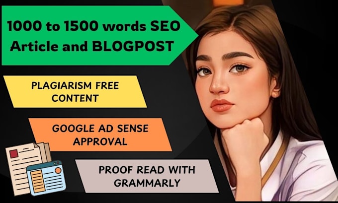 Gig Preview - Do 1000 to 1500 words SEO  article writing for google adsense approval