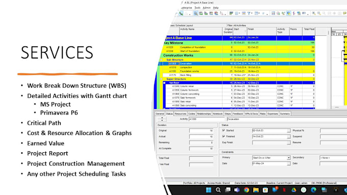 Gig Preview - Create construction project schedules using primavera p6 and ms project