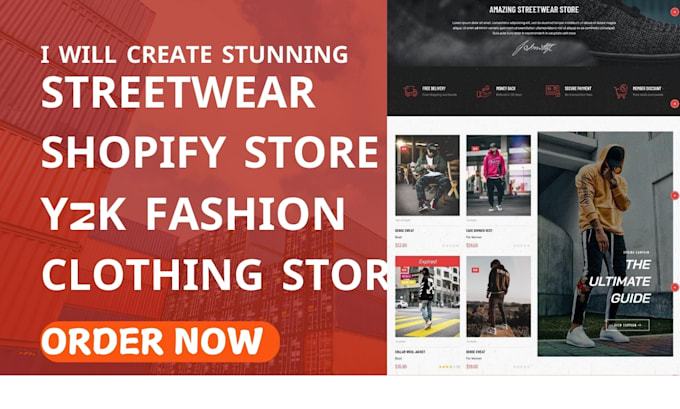 Gig Preview - Create stunning streetwear shopify store y2k fashion clothing store