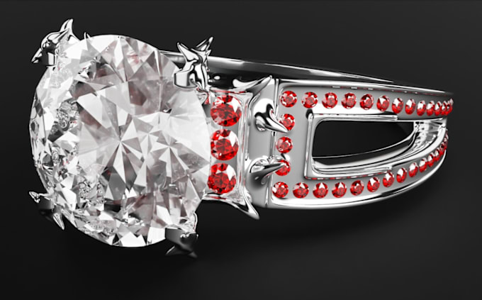 Gig Preview - Design diamond jewellery with gemstone settings, jewel cad creator, stl 3d file