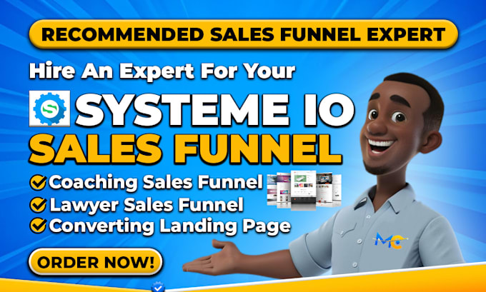 Gig Preview - Build systeme io sales funnel, course website, systeme io landing page design