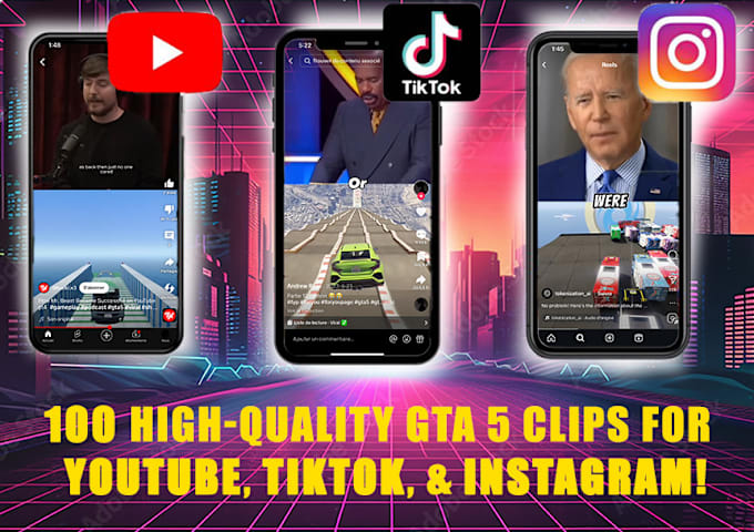 Bestseller - send 100 gta 5 gameplay clips for tiktok, instagram and youtube content