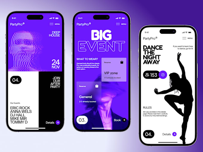 Bestseller - develop night event app, music event app, concert app, ai night party event app