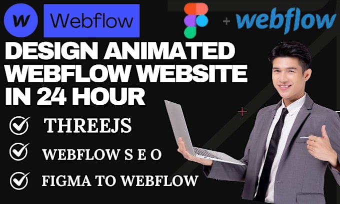 Gig Preview - Create 3d webflow figma to webflow  webgl webflow website animation  threejs