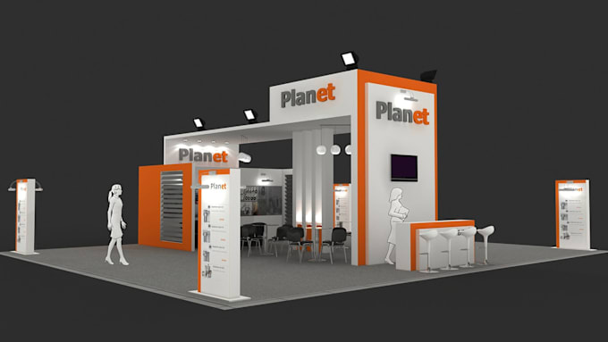 Gig Preview - Design 3d trade booth, 3d exhibition booth, stall, kiosk, stand