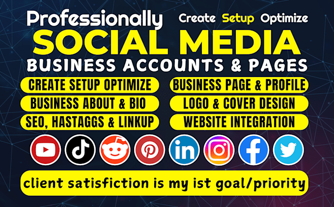 Gig Preview - Create a business social media accounts and pages