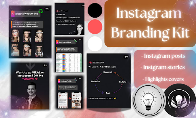 Gig Preview - Create an elegant instagram branding kit, with posts and stories