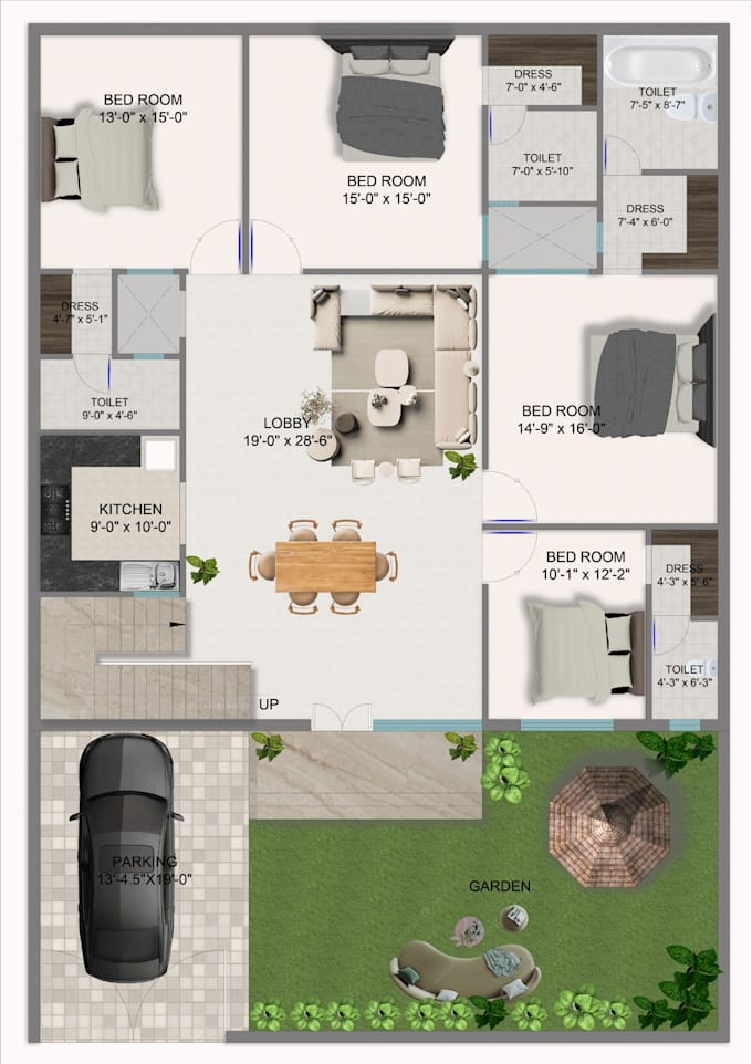 Gig Preview - Do architectural work like creating 2d,rendering plans