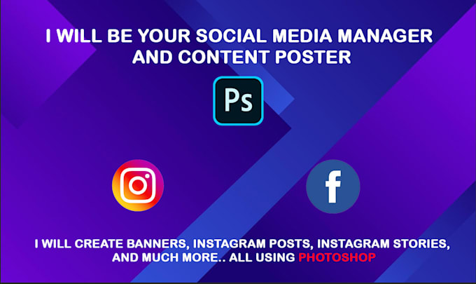 Gig Preview - Be your social media manager and create content using photoshop