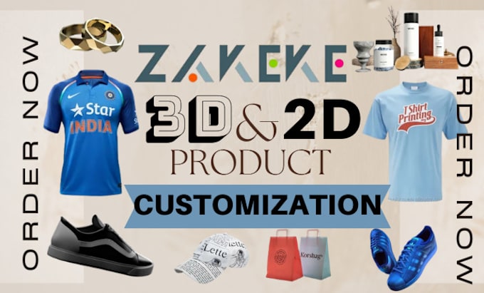 Gig Preview - Do zakeke products customization for shopify store pod customize kickflip zepto