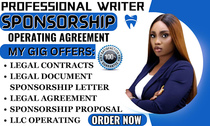 Gig Preview - Draft sponsorship proposal new llc operating legal agreement sponsorship letter