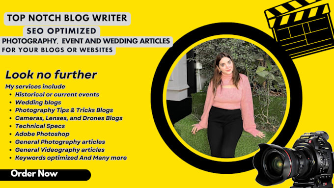 Gig Preview - Write SEO photography, wedding, and event blogs or articles