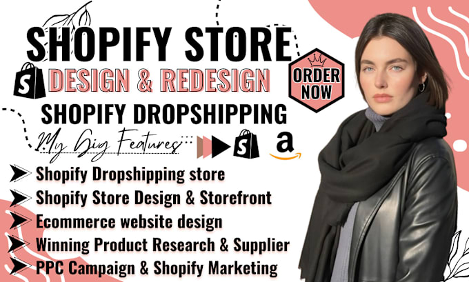 Gig Preview - Build automated shopify store design, dropshipping store, ecommerce website, pod