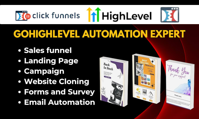 Gig Preview - Setup gohighlevel website, funnels workflow and email automation