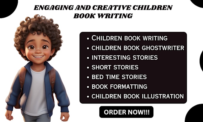 Gig Preview - Children story book writer, kids story, children book writing, rewrite, ebook