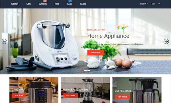 Gig Preview - Design 7 figure electronic shopify home appliances store gadgets website