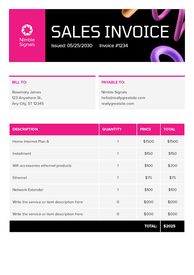 Gig Preview - Create sales invoice business invoice consulting invoice service invoice