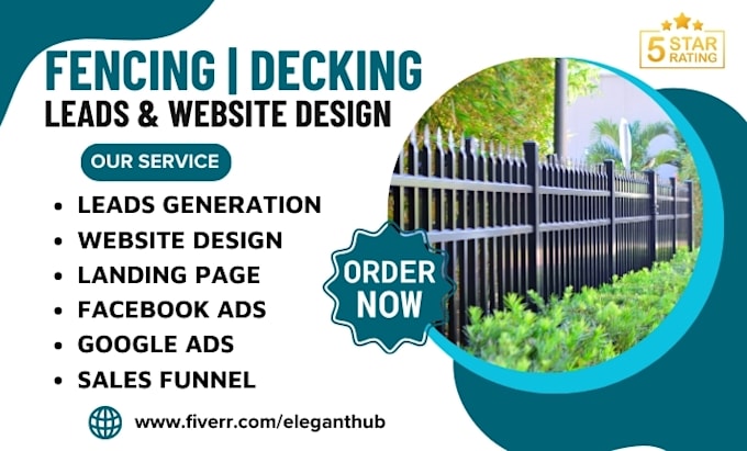 Gig Preview - Generate fencing leads tile flooring decking website fencing decking website