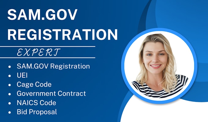 Gig Preview - Register you on sam gov, get uei and cage code, naics code, government contract