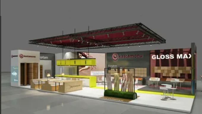 Gig Preview - Create 3d trade booth, exhibition stand, stall, both, kiosk