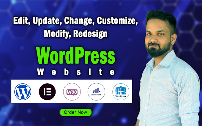 Gig Preview - Edit wordpress website, update wordpress website, do changes or customize