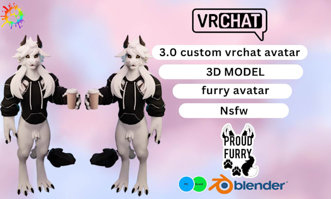 Gig Preview - Do custom vrchat commission, vseeface, furry nsfw, 3d furry model, vtuber