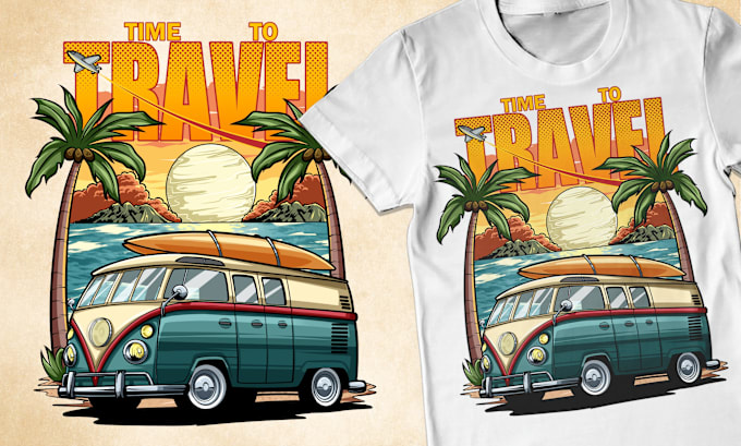 Gig Preview - Create unique retro vintage illustration design for t shirt and hoodie