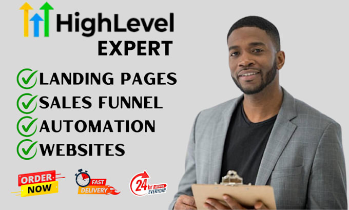 Gig Preview - Gohighlevel marketing gohighlevel email automation sales funnel landing page crm