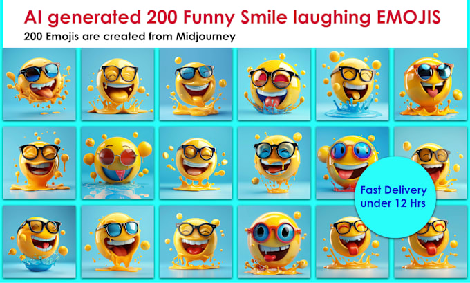 Gig Preview - Provide ai generated premade collection of 200 funny emojis