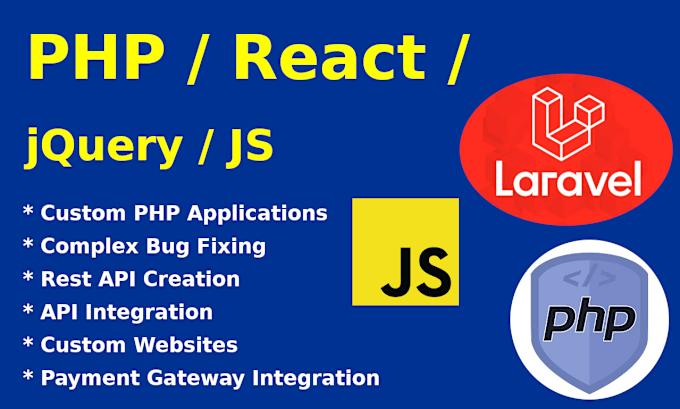 Gig Preview - Do PHP laravel react javascript web applications as a full stack developer