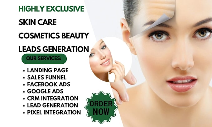 Gig Preview - Generate skin care leads cosmetics beauty website  via facebook ads sales funnel