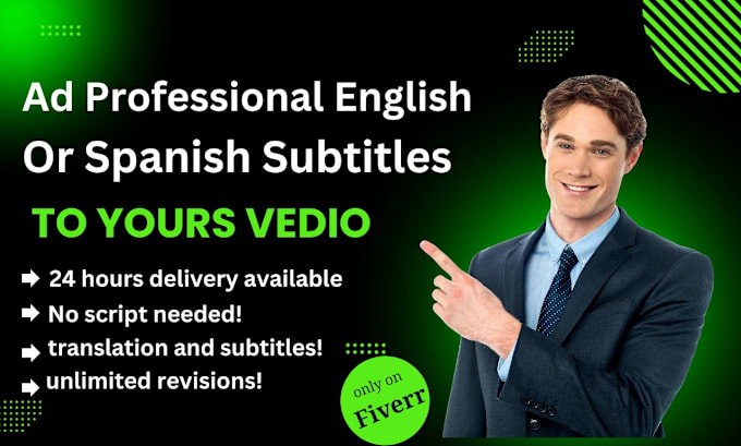 Gig Preview - Professionally add english or spanish subtitles to any video