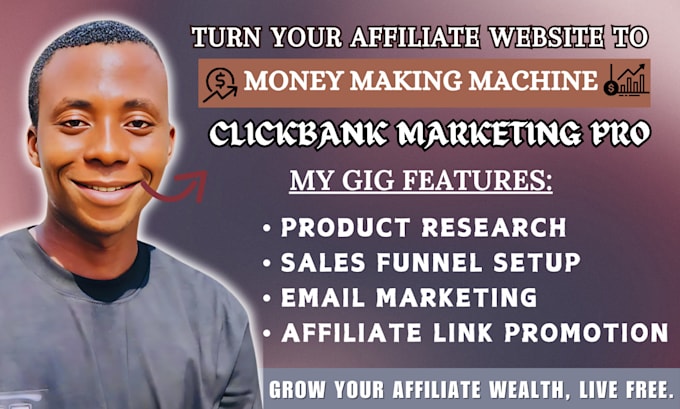 Gig Preview - Setup automated clickbank affiliate marketing, affiliate website link promotion