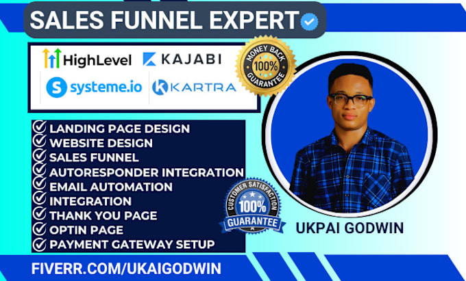 Gig Preview - Build funnels landing page in gohighlevel kajabi systeme io kartra landingi keap