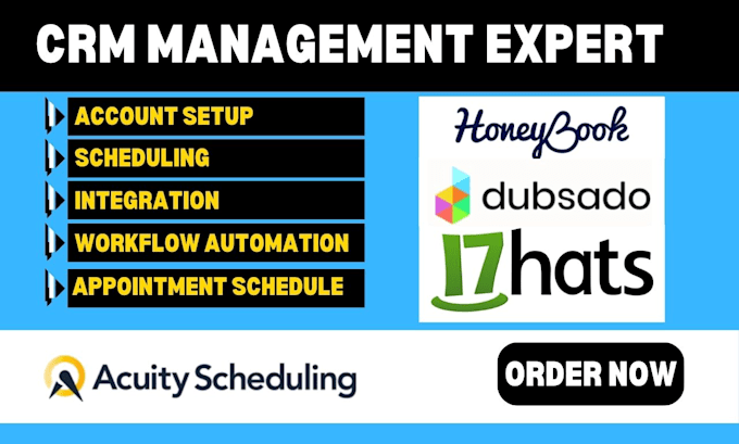 Gig Preview - Setup dubsado, honeybook, 17hats, acuity scheduling CRM, automations, workflows