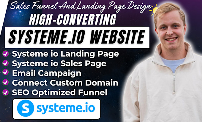 Gig Preview - Design shopify systeme io sales funnel, website design, systeme io domain dns