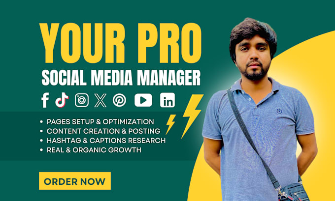 Gig Preview - Be your pro social media manager and content creator