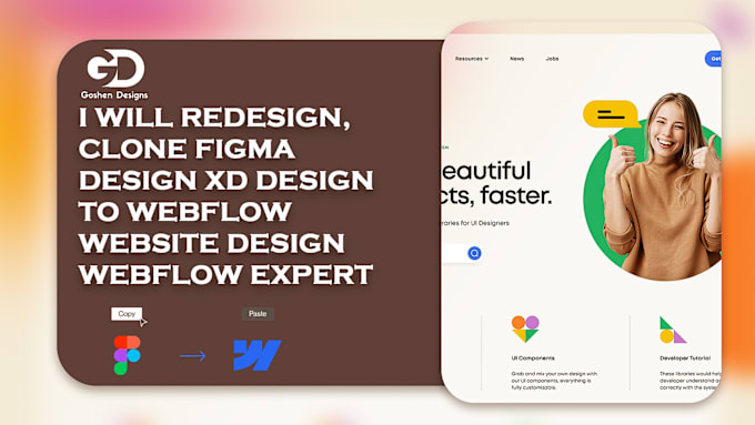 Gig Preview - Redesign, clone figma design xd design to webflow website design webflow expert