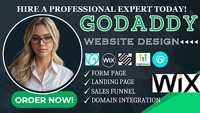 Gig Preview - Design godaddy website, squarespace, godaddy sales funnel, wix website redesign