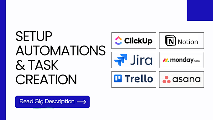 Gig Preview - Setup automations using clickup notion monday jira basecamp trello task creation