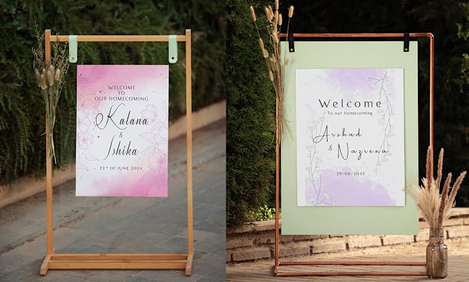 Gig Preview - Design a wedding welcome sign, sign board