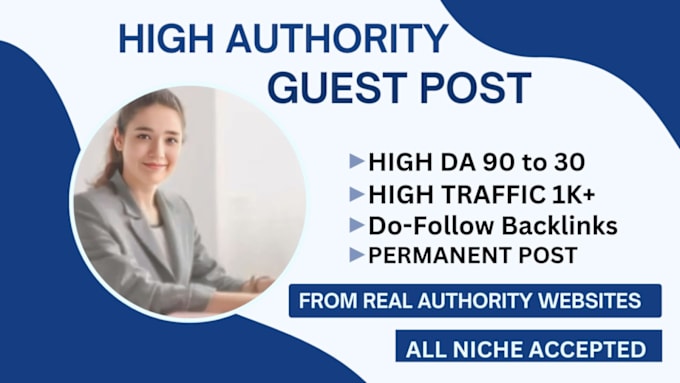 Gig Preview - Provide high authority guest posting service with high da guest post backlinks