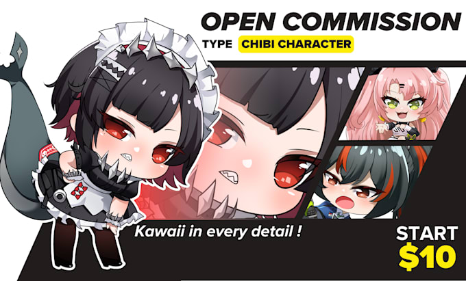 Gig Preview - Draw cute chibi character kawaii of your oc, vtuber, and avatar in anime style