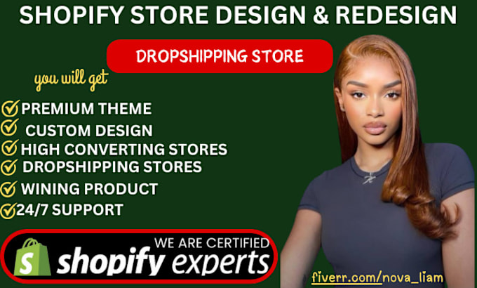 Gig Preview - Shopify store design shopify website redesign setup shopify dropshipping store