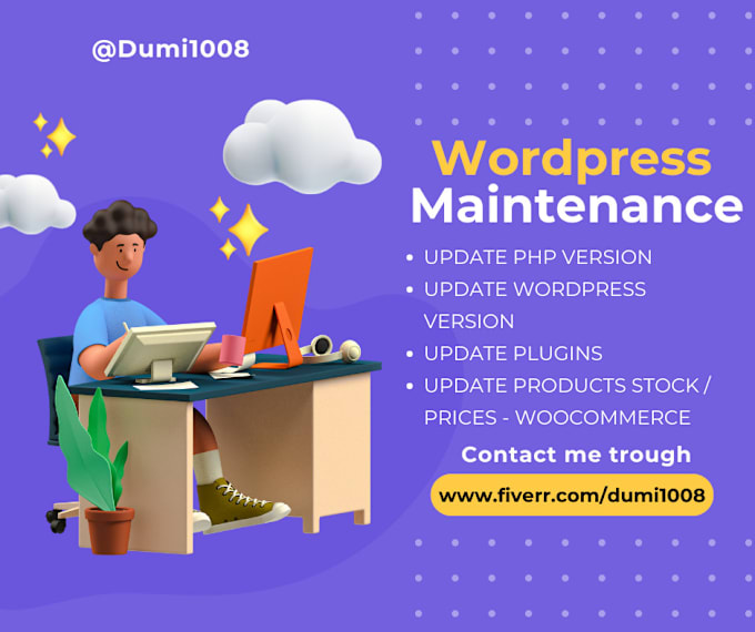 Gig Preview - Do wordpress website maintenance and support