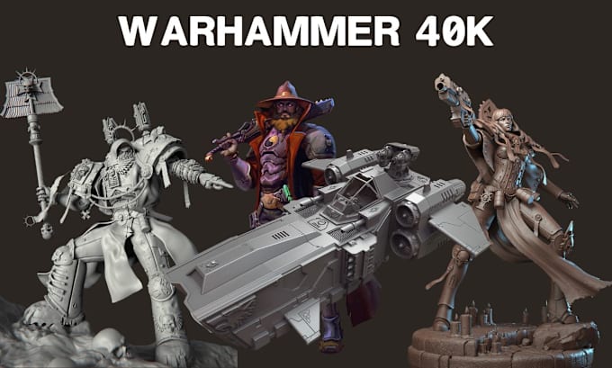 Gig Preview - Design warhammer 40k character art sculpture 3d miniature, 3d sculpt in stl file