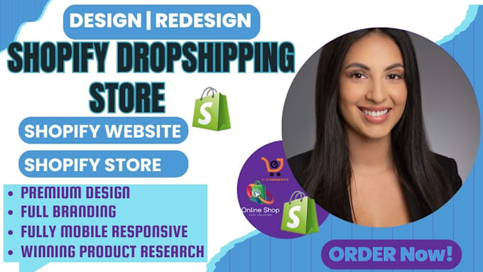 Gig Preview - Build shopify store design redesign shopify dropshipping store shopify website