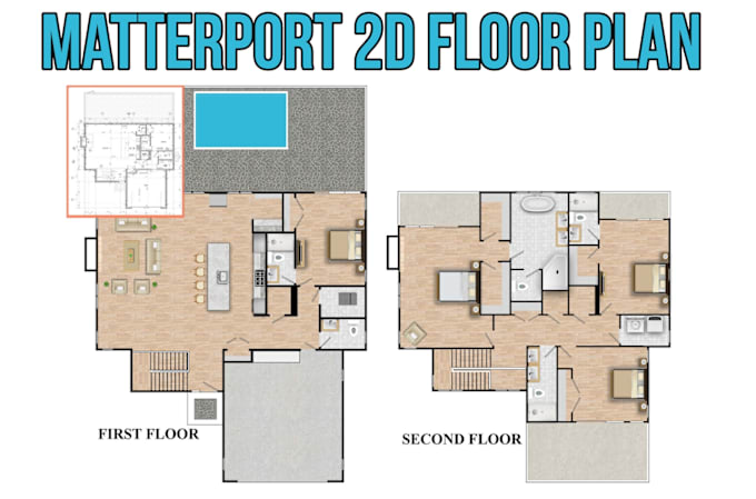 Gig Preview - Create 2d and 3d floor plan from matterport sketch and link to revit or autocad