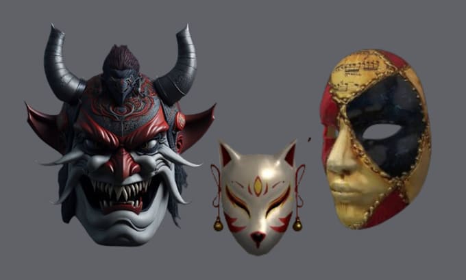 Gig Preview - Custom 3d model of mask 3d cosplay, 3d helmet pepakura, 3d low poly 3d printing