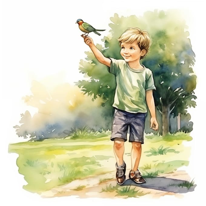 Gig Preview - Do watercolor children storybook illustration with ai